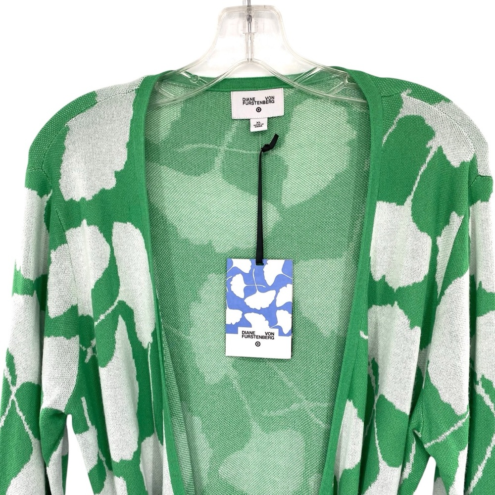 Diane Von Furstenberg x Target Ginkgo Green Long Cardigan Knit Wrap Sweater New - Picture 6 of 12
